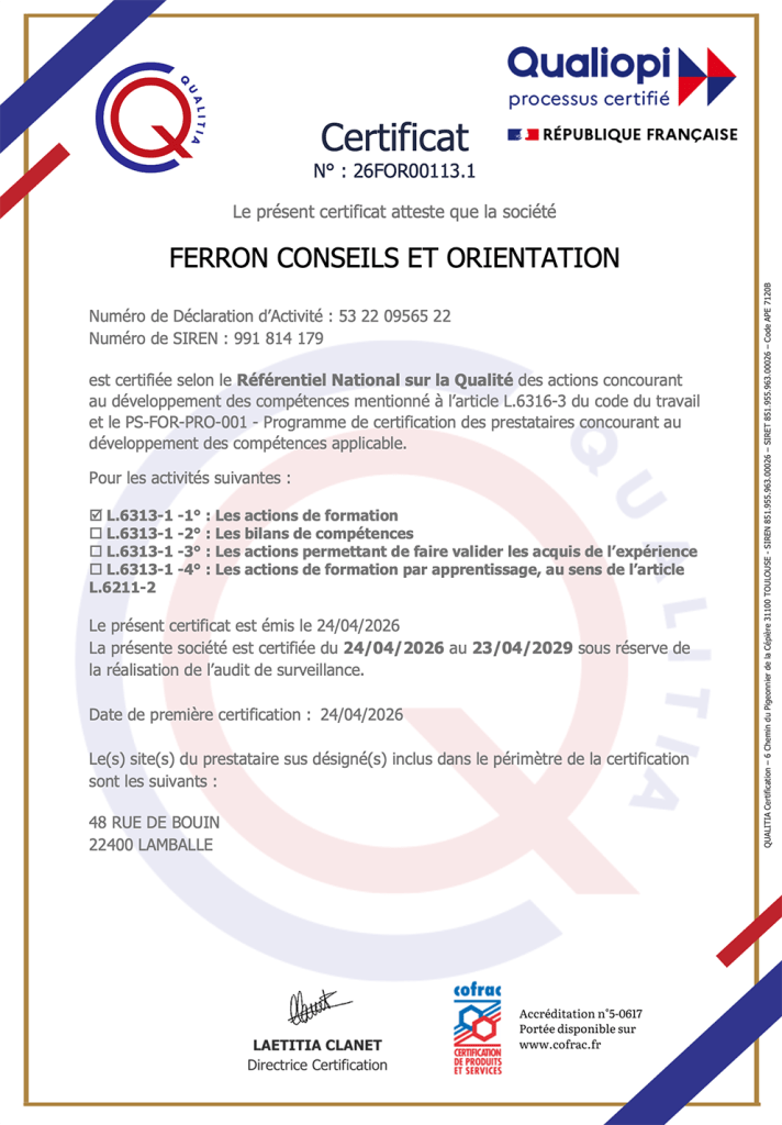 formation-continue-ferron-conseil-orientation Certification Qualiopi de Ferron Conseils pour la Formation continue